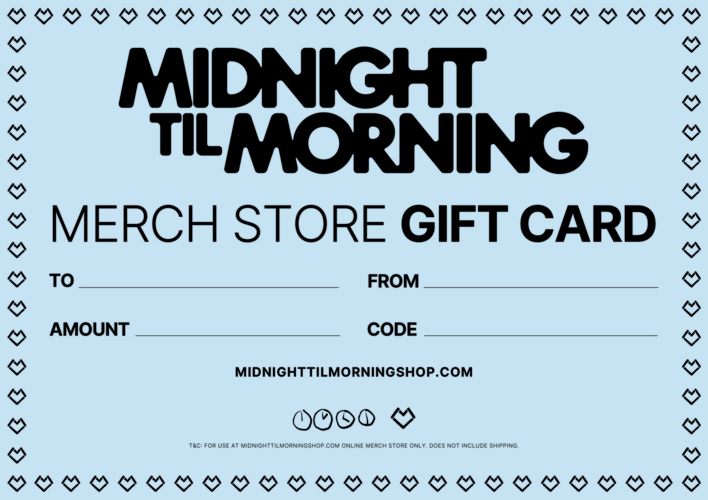 Midnight Til Morning Merch Store Xmas Gift Card
