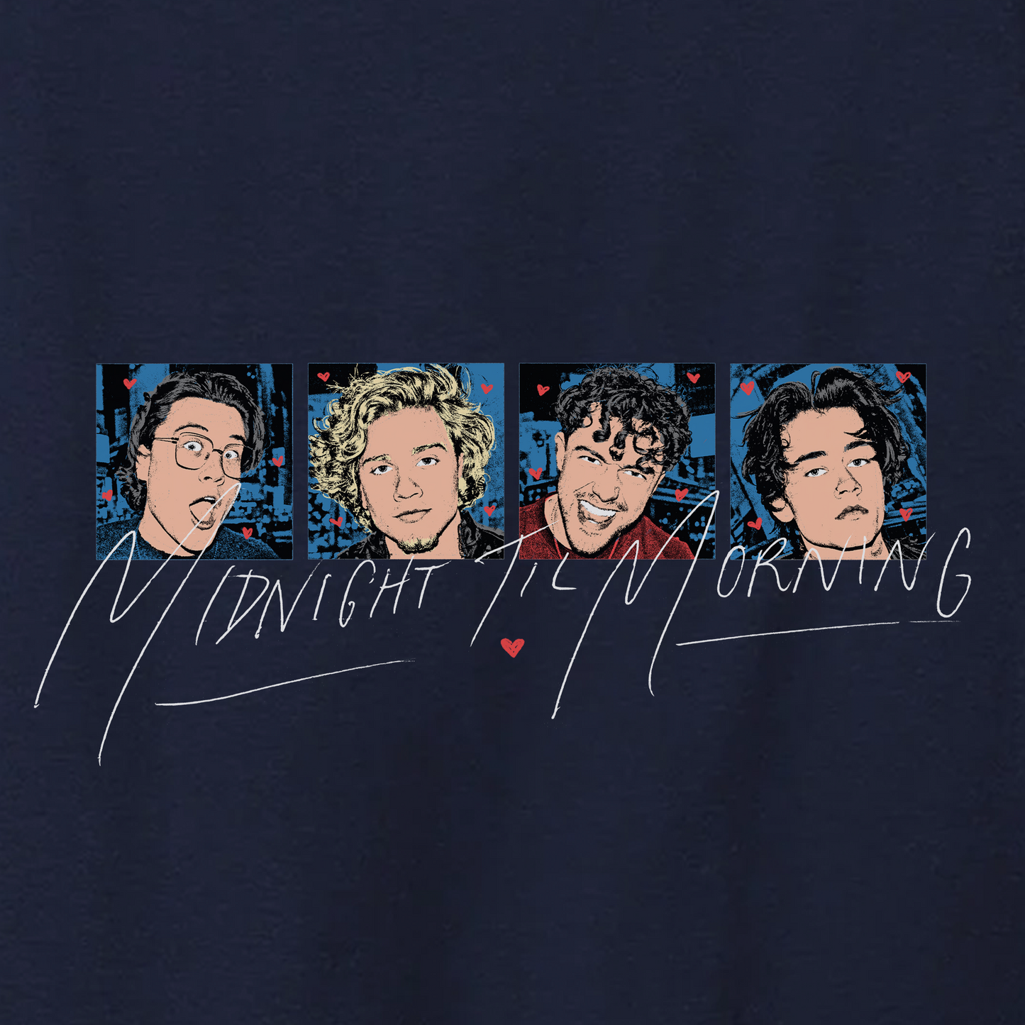 Midnight Til Morning - "Illustrated Faces" Navy T Shirt (Discord Exclusive)